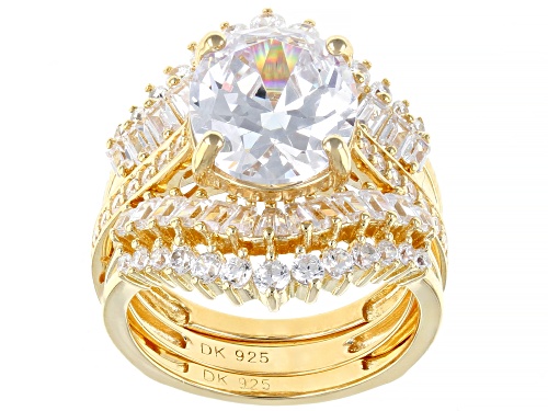 Bella Luce ® White Diamond Simulant Eterno ™ Yellow Ring With Two Guards & Band - Size 11