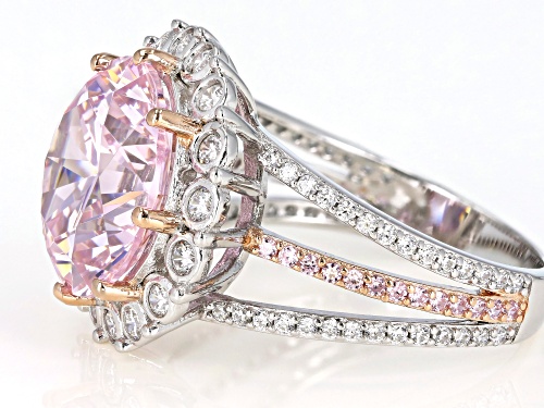 Bella Luce ® 13.24CTW Pink & White Diamond Simulants Rhodium Over Sterling Silver Ring - Size 7