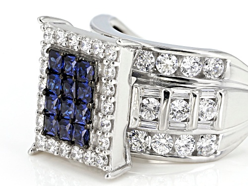 Bella Luce ® 5.90CTW Sapphire & White Diamond Simulants Rhodium Over Silver Ring - Size 12