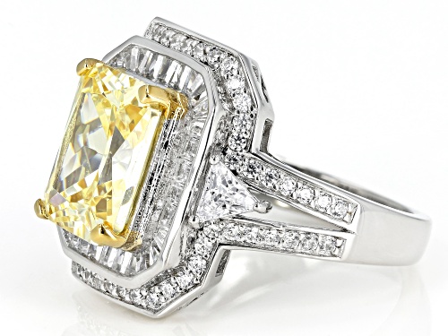 Bella Luce ® 8.95CTW Canary & White Diamond Simulants Rhodium Over Silver Ring - Size 7