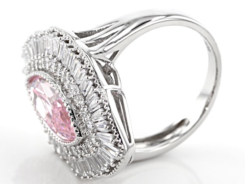 Bella Luce ® 8.43CTW Pink & White Diamond Simulants Rhodium Over Sterling Silver Ring - Size 7