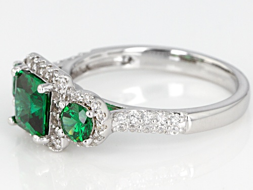 Bella Luce ® 2.90CTW Emerald & White Diamond Simulants Rhodium Over Sterling Silver Ring - Size 9