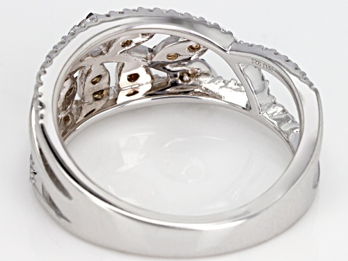 Bella Luce ® 0.91CTW Champagne & White Diamond Simulants Rhodium Over Silver Ring - Size 7