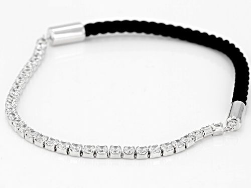 Bella Luce ® 3.36CTW White Diamond Simulant Rhodium Over Silver Black Chord Bracelet - Size 7.25