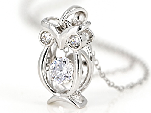 Bella Luce ® 1.05CTW White Diamond Simulant Rhodium Over Silver Owl Pendant With Chain (0.58CTW DEW)