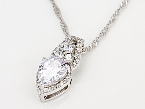 Bella Luce ® 3.31CTW White Diamond Simulant Rhodium Over Silver Pendant With Chain (2.19CTW DEW)