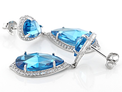 Bella Luce ® 15.58CTW Blue Apatite And White Diamond Simulants Rhodium Over Silver Earrings