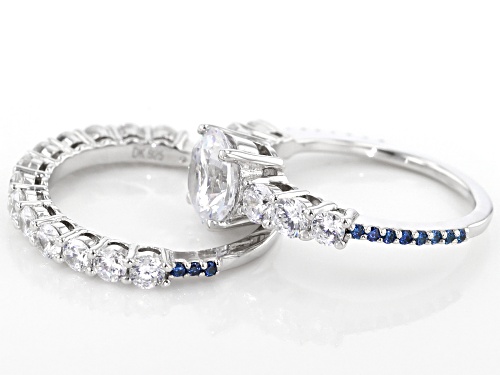 Bella Luce ® 6.92CTW Sapphire & White Diamond Simulants Rhodium Over Silver Ring With Band - Size 8