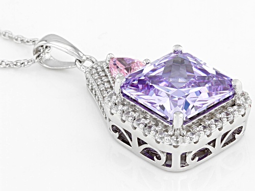 Bella Luce ® 9.24CTW Lavender, Pink & White Diamond Simulants Rhodium Over Silver Pendant W/Chain