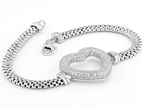 Bella Luce ® 2.10CTW White Diamond Simulant Rhodium Over Sterling Silver Heart Bracelet - Size 8