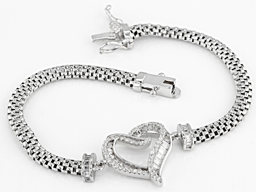 Bella Luce ® 1.79CTW White Diamond Simulant Rhodium Over Sterling Silver Heart Bracelet - Size 8