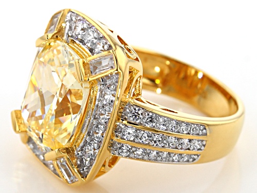 Bella Luce ® 11.90CTW Canary & White Diamond Simulants Eterno ™ Yellow Gold Over Silver Ring - Size 7