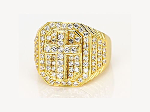 Bella Luce ® 2.92CTW White Diamond Simulant Eterno ™ Yellow Gold Over Sterling Silver Cross Ring - Size 8