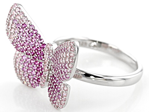 Bella Luce®1.89CTW Pink Sapphire And Pink Diamond Simulants Silver Butterfly Ombre Ring - Size 7