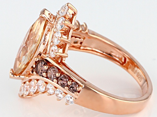 Bella Luce ® 7.85CTW Champange, Mocha, And White Diamond Simulants Eterno ™ Rose Over Silver Ring - Size 7