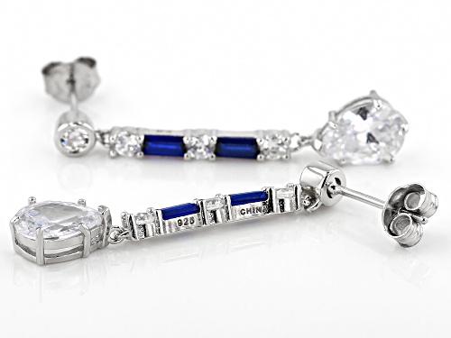 Bella Luce® 5.68ctw Sapphire & White Diamond Simulants Rhodium Over Sterling Silver Earrings