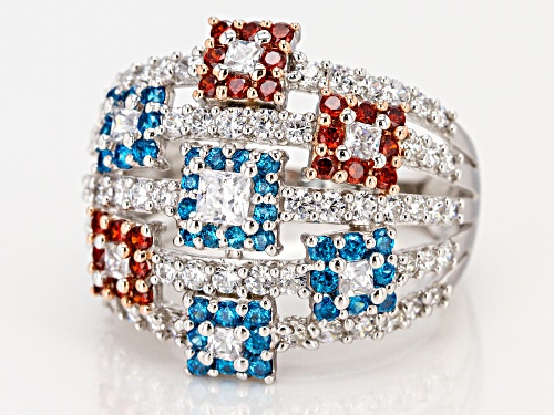 Bella Luce ® 3.87CTW Blue Apatite, Red, And White Diamond Simulants 18K Rose And Rhodium Ring - Size 8