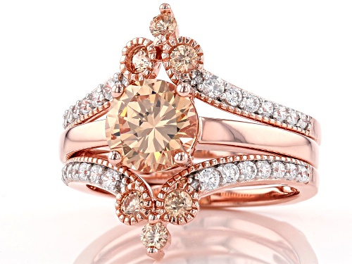 Bella Luce® 3.83ctw Champagne and White Diamond Simulants Eterno™ Rose Ring With Guard - Size 7