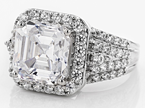 Bella Luce ® 10.63ctw Asscher Cut and Round Rhodium Over Sterling Silver Ring (6.72ctw DEW) - Size 11