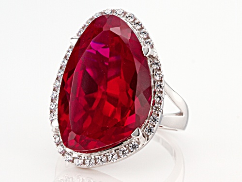 Bella Luce®20.33ctw Lab Created Ruby and White Diamond Simulants Rhodium Over Sterling Ring - Size 7