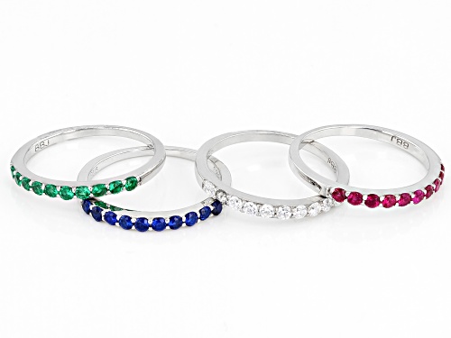 Bella Luce ® 1.70ctw Lab Ruby and Sapphire, Emerald, and White Diamond Simulants Rings- Set of 4 - Size 7
