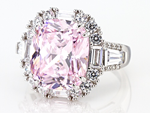 Bella Luce® 19.47ctw Pink and White Diamond Simulants Rhodium Over Sterling Ring (10.53ctw DEW) - Size 7