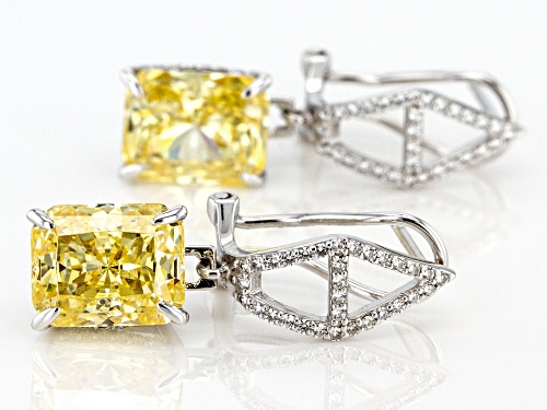 Bella Luce® 13.38ctw Canary and White Diamond Simulants Rhodium Over Sterling Earrings (8.10ctw DEW)