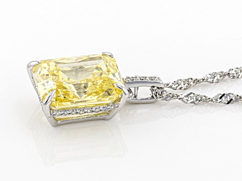 Bella Luce ® 11.72ctw Canary and White Diamond Simulants Rhodium Over Sterling Pendant with Chain