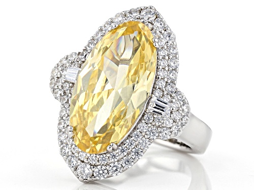 Bella Luce ® 11.72ctw Canary and White Diamond Simulants Rhodium Over Sterling Silver Ring - Size 7