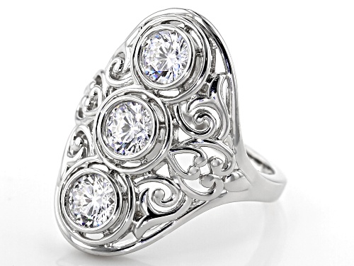 Bella Luce ® 2.52ctw Rhodium Over Sterling Silver 3 Stone Filagree Ring (1.38ctw DEW) - Size 6
