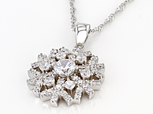 Bella Luce ® 2.99ctw Rhodium Over Sterling Silver Snowflake Pendant With Chain (1.54ctw DEW)