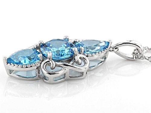 Bella Luce ® 5.76ctw Blue Diamond Simulant Rhodium Over Sterling Pendant With Chain (3.66ctw DEW)