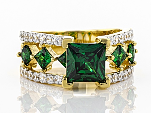 Bella Luce ® 5.29ctw Emerald and White Diamond Simulants Eterno ™ Yellow Ring (3.46ctw DEW) - Size 7