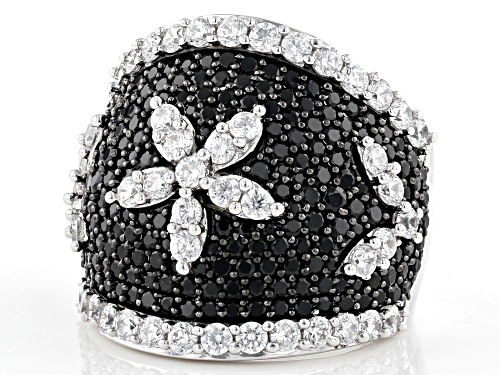 Bella Luce® 5.70ctw Black Spinel and White Diamond Simulant Rhodium Over Sterling Ring - Size 7