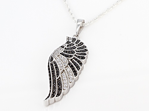 Bella Luce ® 1.55ctw Black Spinel and Diamond Simulant Rhodium Over Sterling Pendant With Chain