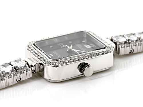 Bella Luce ® Ladies Round And Oval Diamond Simulant 13.5 Ctw Sterling Silver Black Mop Dial Watch