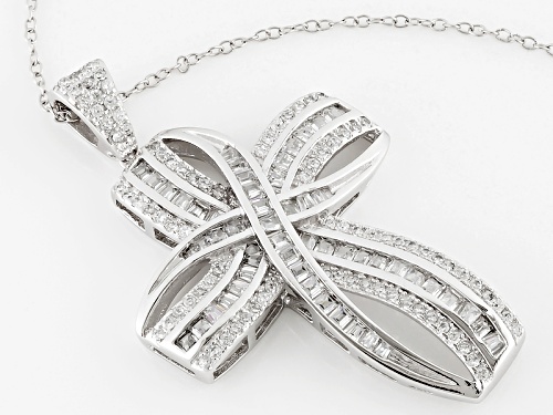 Bella Luce ® 3.07ctw Rhodium Over Sterling Silver Cross Pendant With Chain (2.28ctw Dew)