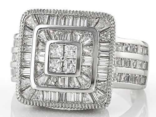 Bella Luce ® 4.21ctw Diamond Simulant Rhodium Over Sterling Silver Ring (2.29ctw Dew) - Size 10