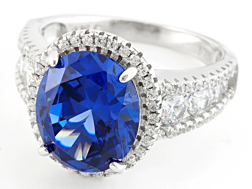 Bella Luce ® 10.01ctw Tanzanite And White Diamond Simulants Rhodium Over Sterling Silver Ring - Size 8