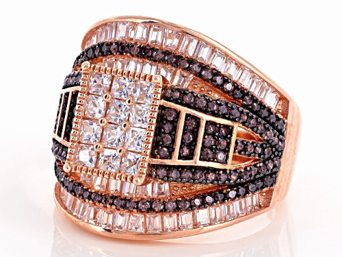 Bella Luce ® 4.15ctw Mocha And White Diamond Simulants Eterno ™ Rose Ring (2.51ctw Dew) - Size 5