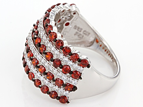 Bella Luce ® 3.37ctw Red And White Diamond Simulants Rhodium Over Sterling Silver Ring - Size 5