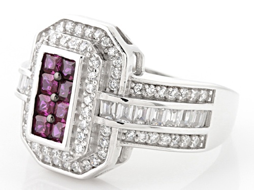 Bella Luce ® 1.95ctw Ruby And White Diamond Simulants Rhodium Over Sterling Silver Ring - Size 6