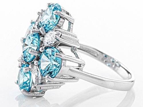 Bella Luce ® 8.41ctw Neon Apatite And White Diamond Simulants Rhodium Over Sterling Silver Ring - Size 10