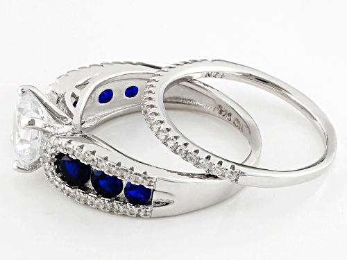 Bella Luce ®3.68ctw Blue Sapphire And White Diamond Simulants Rhodium Over Sterling Ring With Band - Size 10