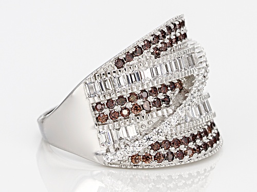 Bella Luce ® 2.89ctw Mocha And White Diamond Simulants Rhodium Over Sterling Silver Ring - Size 5