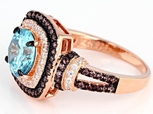 Bella Luce ® 4.32ctw Neon Apatite, Mocha And White Diamond Simulants Eterno™ Rose Ring - Size 5