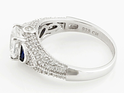 Bella Luce ® 3.46ctw Blue Sapphire And White Diamond Simulants Rhodium Over Sterling Silver Ring - Size 10