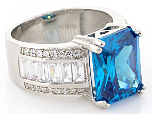 Bella Luce ® 13.82ctw Neon Apatite And White Diamond Simulants Rhodium Over Sterling Silver Ring - Size 5
