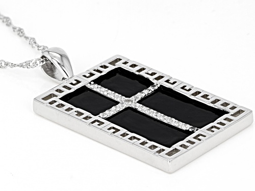 Bella Luce ® 0.39ctw White Diamond Simulant Rhodium Over Silver Men's Cross Pendant With Chain