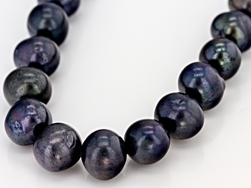 12-13mm Black Cultured Freshwater Pearl Sterling Silver 20 Inch Strand Necklace - Size 20